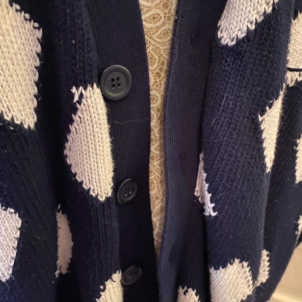 United colors of Benetton Navy & White diamond Check Cardigan sz 48/ 12/ large - Picture 2 of 5